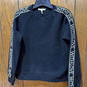 Maje Elegant Black Sweatshirt With Love Design